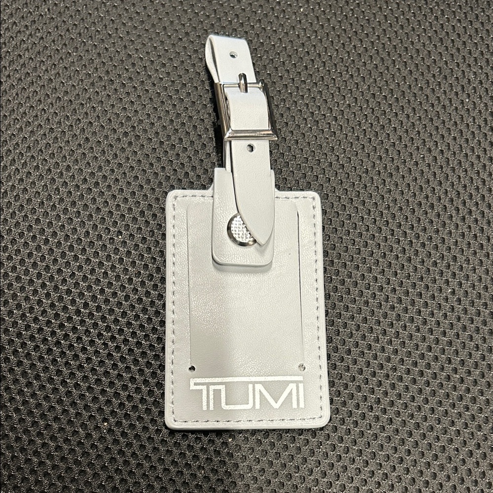 TUMI Gray Leather Luggage Tag
